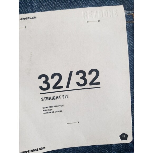 Re/Done Jean Mens 32x32 Blue Button Fly Straight Fit Comfort Stretch NEW - Picture 5 of 8